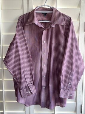 croft & barrow Men's Rose and White Striped Dress Shirt